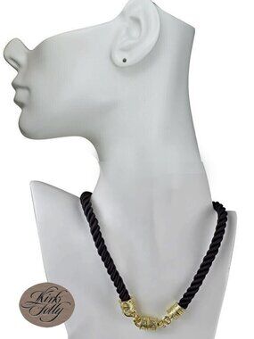 KIIRKS FOLLY MYSTIC CORD Blac  17" Magnetic Interchangeable Necklace Goldtone